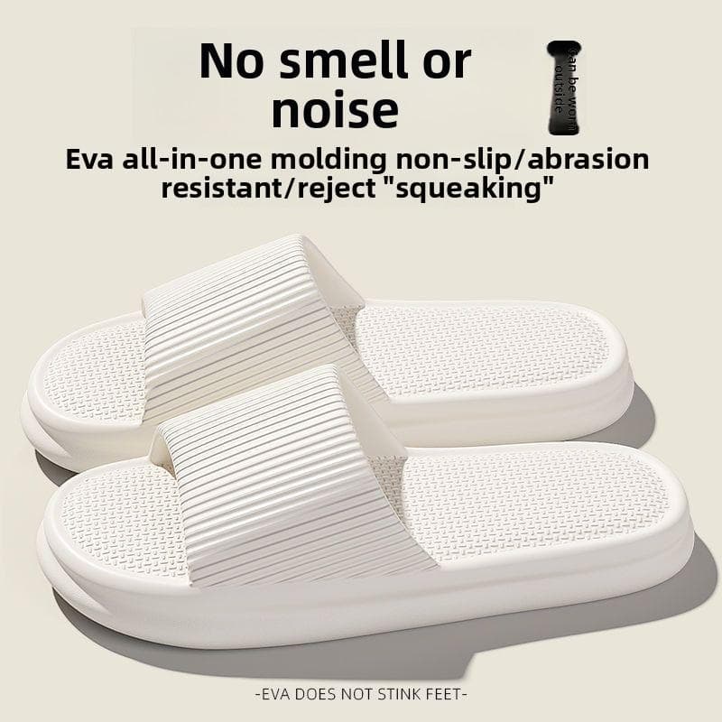 Women Summer Concise EVA Slippers Men Soft Home Slides Couples Bathroom Non-slip Sandals Adults Comfortable Outdoor Beach Shoes 36-37 white