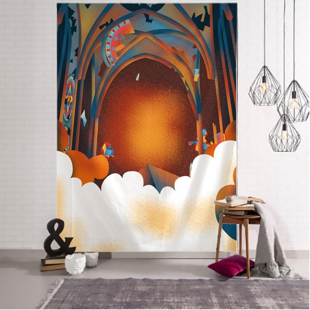 2020 Halloween Tapestry Cute Funny Cartoon Pattern Childrens Party Decorate Witch Pumpkin Bohemian Psychedelic Tapiz Witchcraft 95x70CM