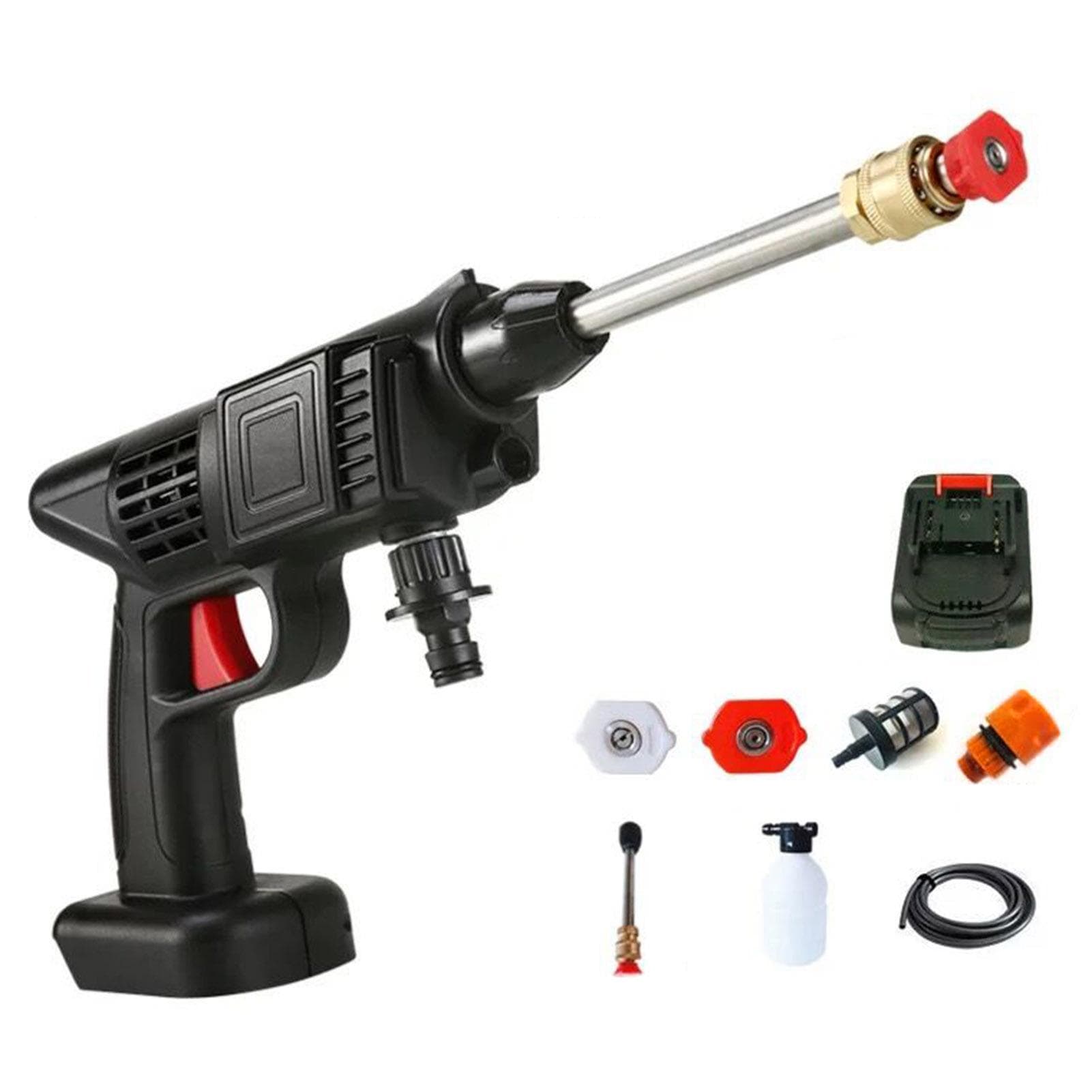 Cordless Pressure Washer, 50 PSI Portable Pressure Cleaner Handheld with One Battery and Charger EU Plug black