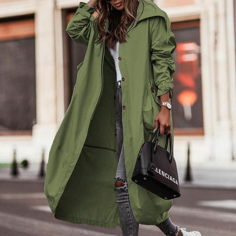 New Temperament Casual Large Lapel Collar Medium and Long Trench Coat L