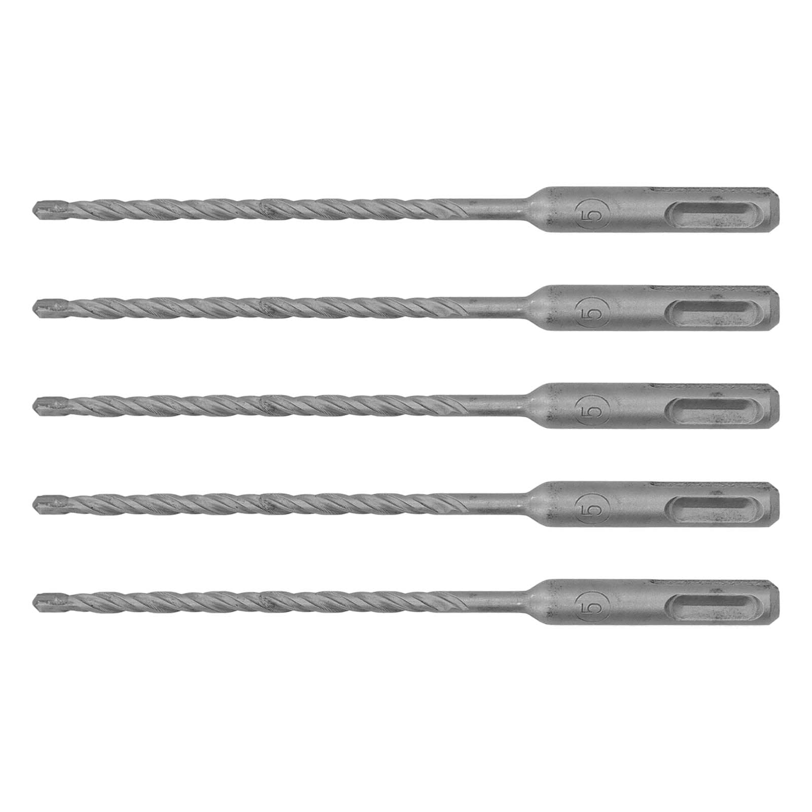 5 Pcs Rotary Hammer Drill Bit 160mm Length 2 Flute Self Centering Carbide Tip Impact Drill Bits for