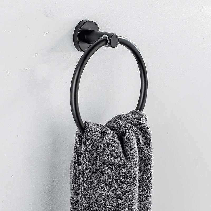 Towel Ring For Bathroom Hand Towel Holder Matte Black Finish Stainless Steel Bathroom Towel Holder Wall-Mounted Round Towel Rack black