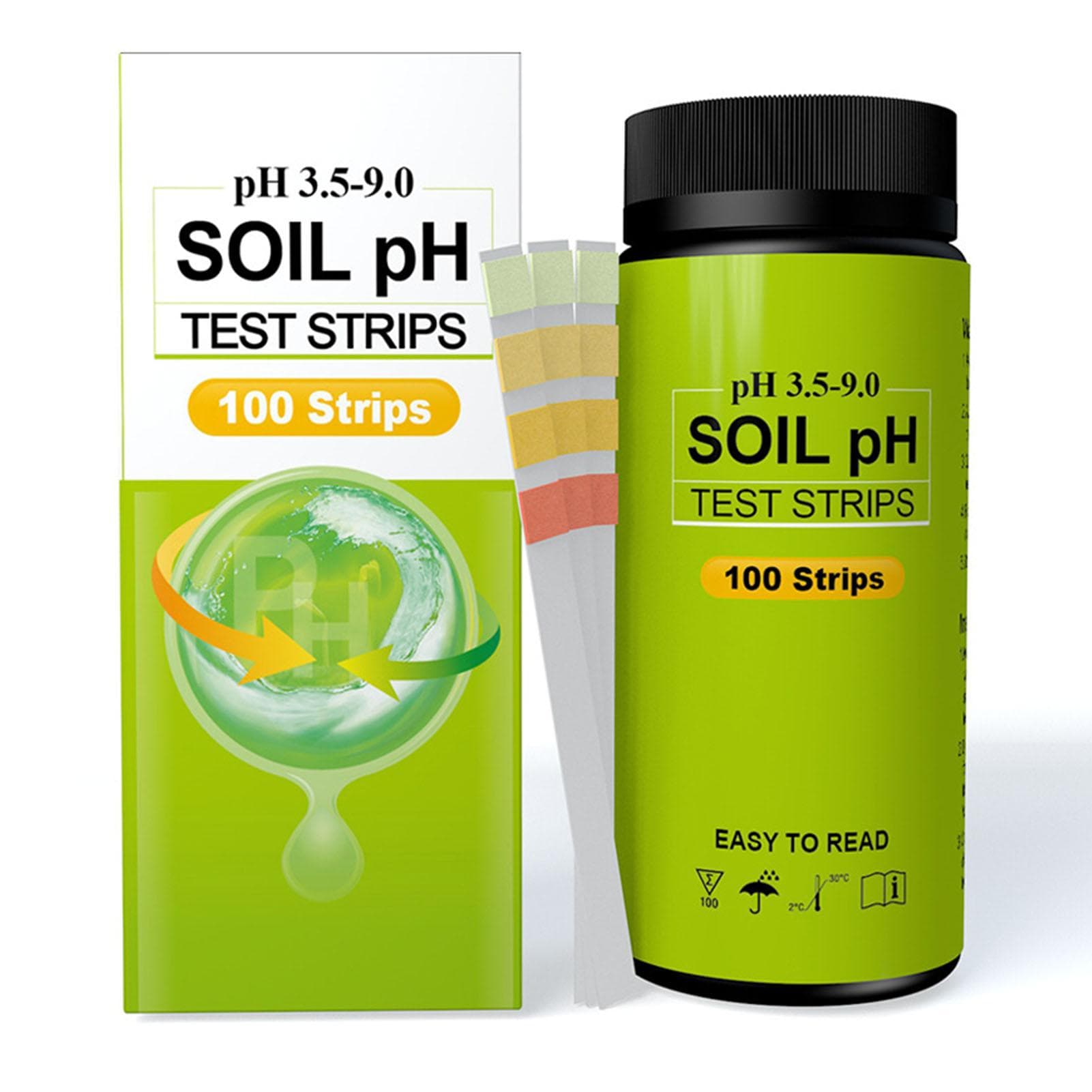 100pcs Soil PH Test Strip 3.5 to 9 Range High Accuracy PH Testing Paper Kit for Garden Lawn Grass