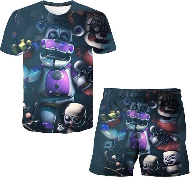 Boys Girls Five Night At Freddy Cartoon Clothes Sets Summer Terroist Game T Shirts Short Pants 2 Piece Suits FNAF Casual Outfits 130