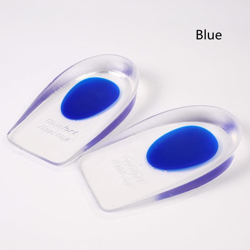 Orthopedic Soft Silicone Gel Insoles for Heel Spurs Pain Foot Cushion Foot Massager Care Half Heel Insole Pad Height Increase L blue