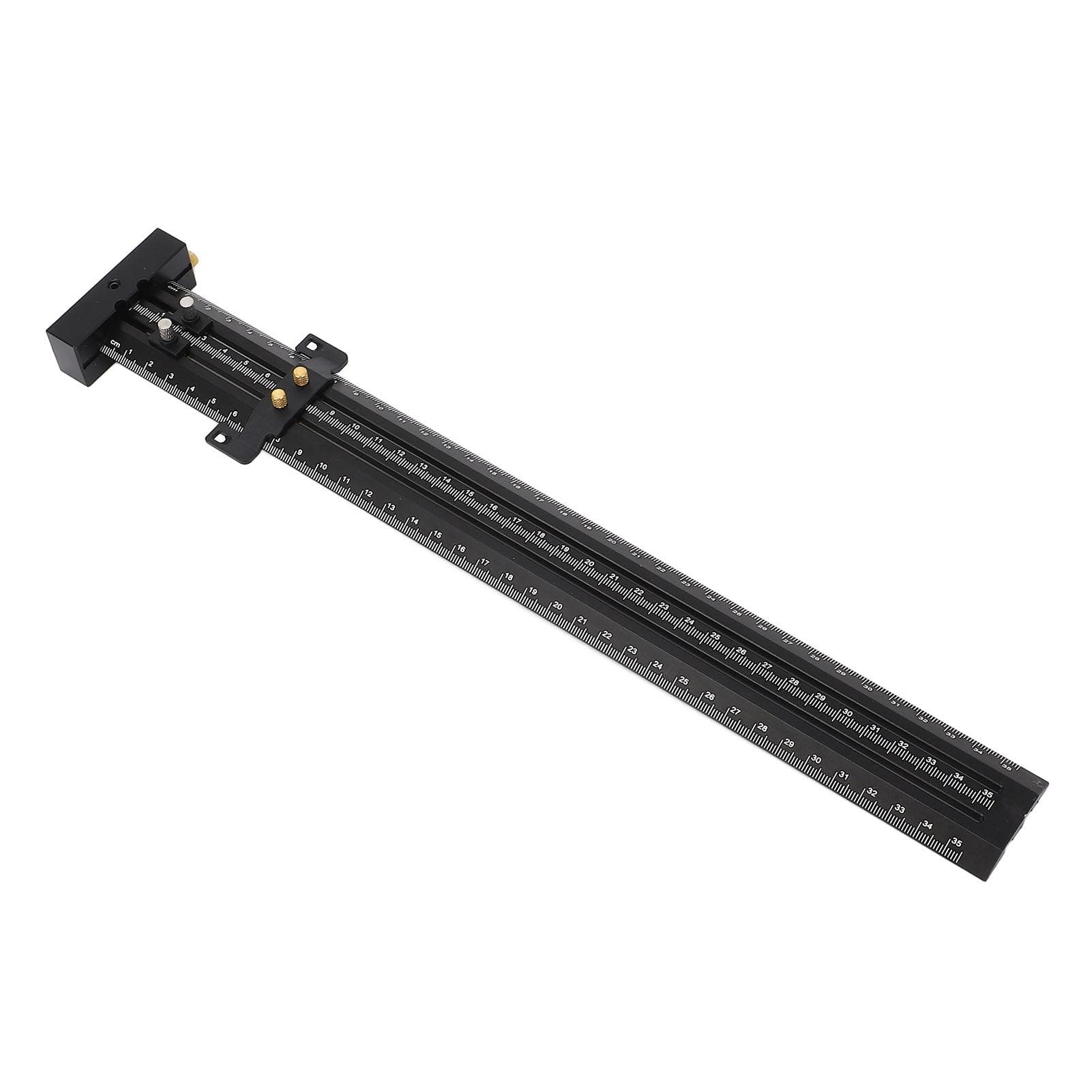 T Square Ruler Metal Aluminum Alloy Double Needle Woodworking Line Drawing Parallel Vertical black