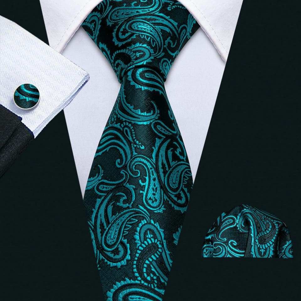 Barry.Wang Mens Silk Tie 2021 New Necktie Hanky Cufflinks Set for Business Wedding Casual N-1045