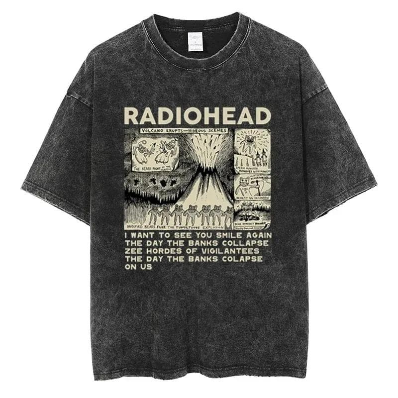 Radiohead T Shirt Classic Retro Rock Band Graphic Tshirt Oversized Quality Cotton Men Women Streetwear Short Sleeve Tees S