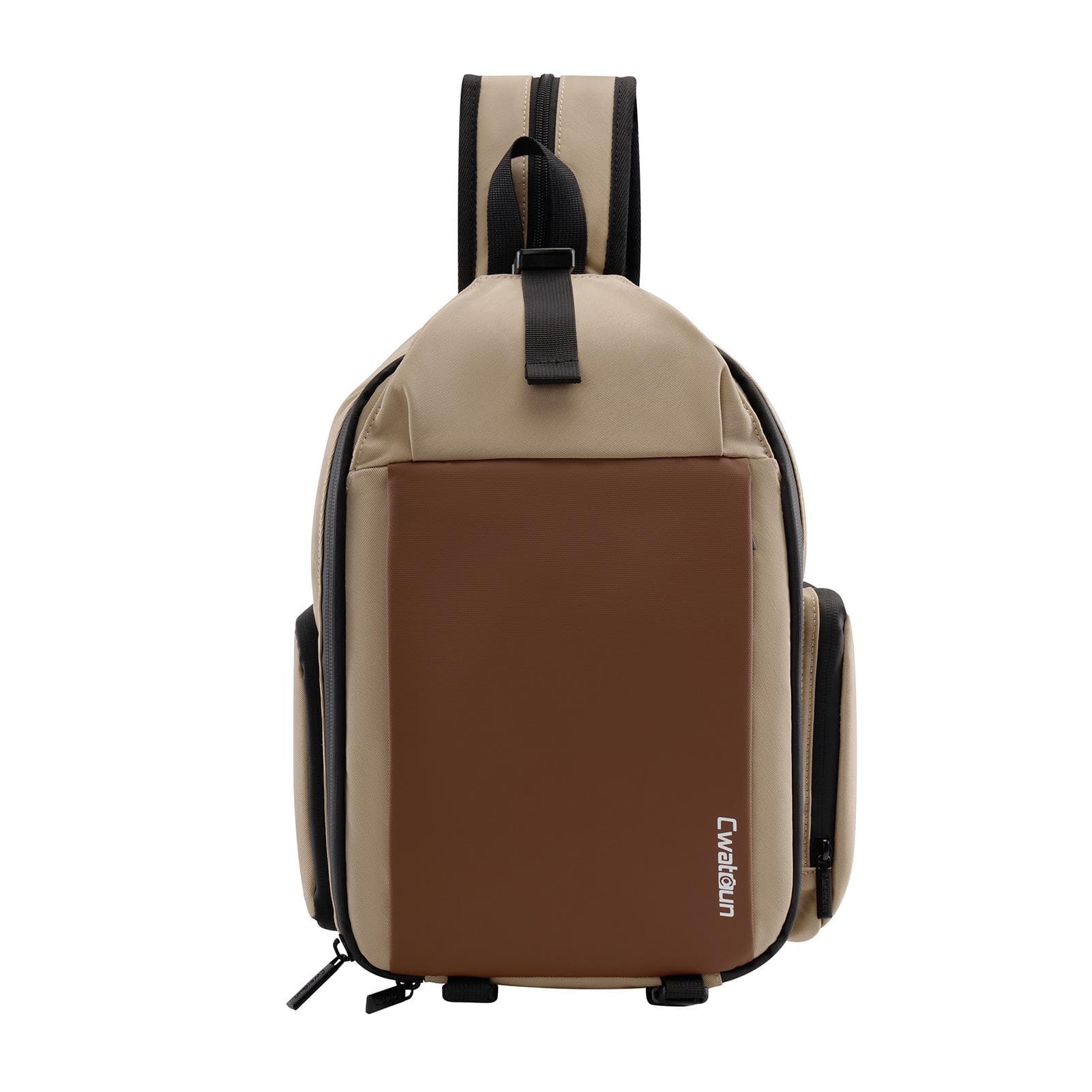 Cwatcun D107 Photography Camera Bag Camera Backpack Waterproof Camera Shoulder Bag with Side Pocket khaki