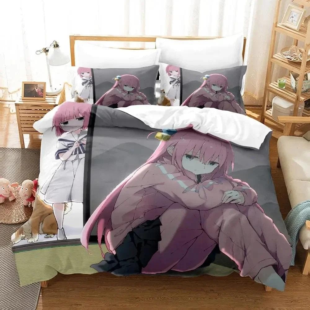 Anime Hitori Gotoh Bocchi the Rock Bedding Set Duvet Cover Bed Set Quilt Cover Pillowcase Comforter king Queen Size Boys Adult 70x133cm 2pcs