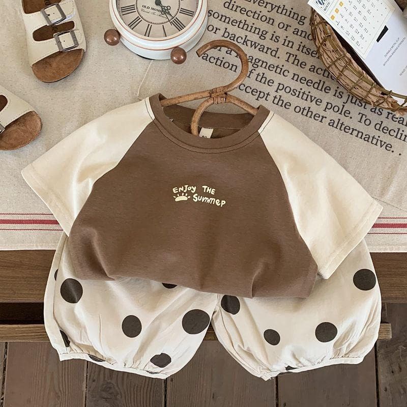 Cotton Boys Short-sleeved T-shirt Baby Summer Letters Printed Baby Children's Splicing Shoulder Sleeve Tops Clothes 80cm