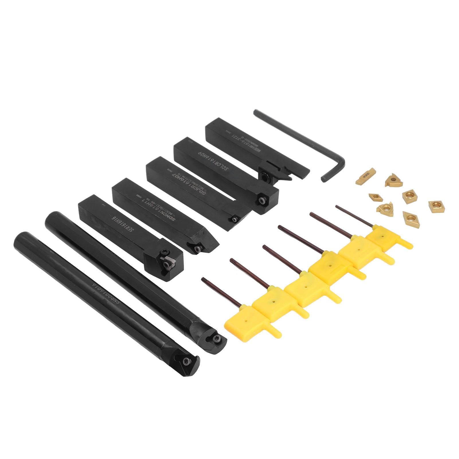 7PCS Set Turning Toolholder Set 16mm Alloy Steel Toolholders Blades and Wrenches for Processing