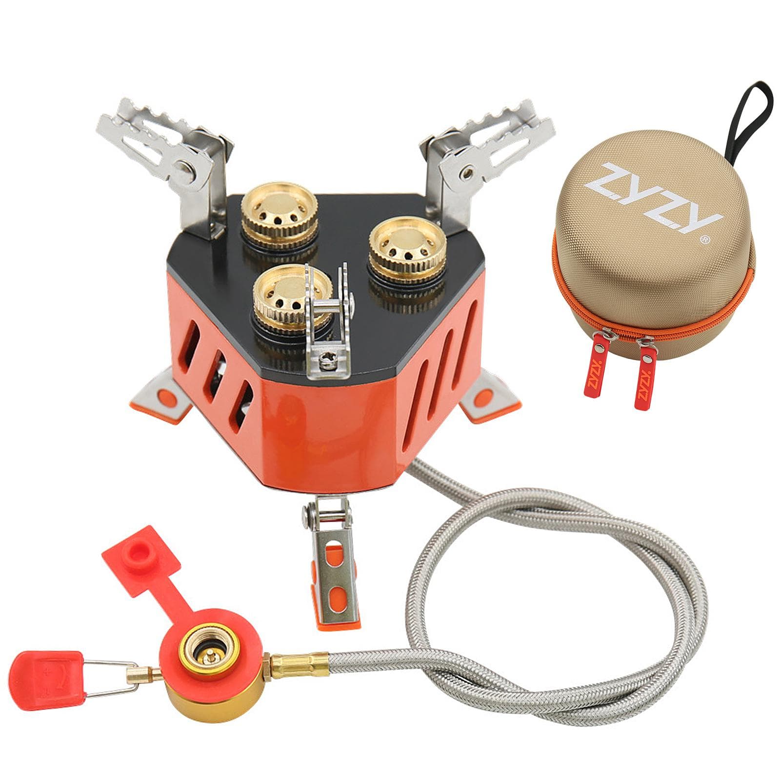 13800W 3-Core Foldable Camping Stove For Outdoor Fishing Hiking Traveling orange