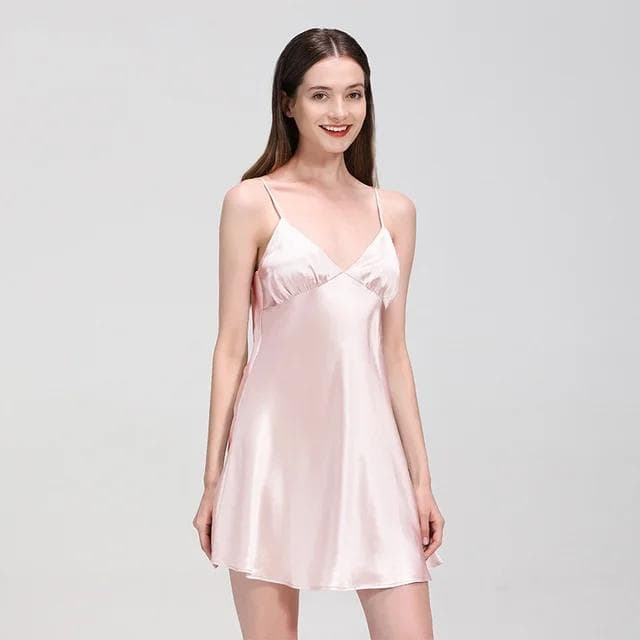 Women's Silk Pajamas Nightgown Short Women's Home Clothes Summer Pajamas Pure Silk Pajamas S