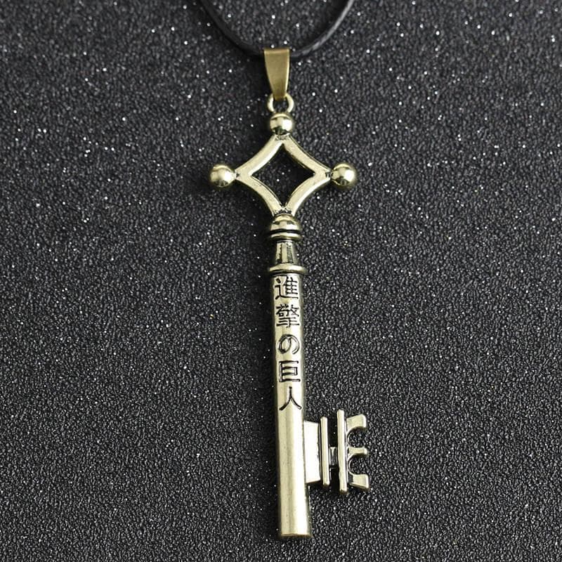 Attack on Titan Necklace Eren Key Shingeki No Kyojin Pendant Fashion Vintage Retro Anime Jewelry for Men Cosplay bronze