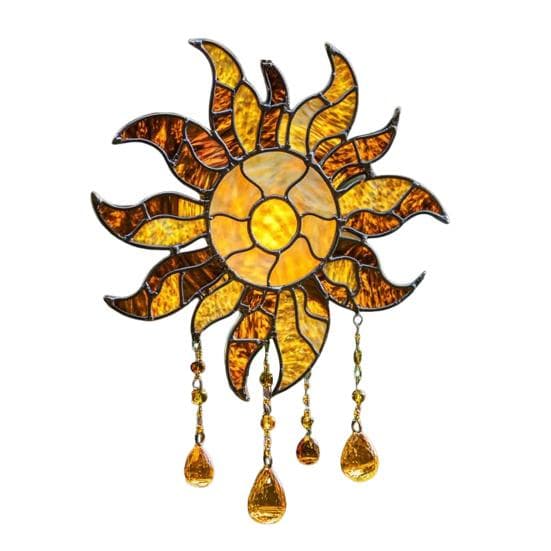 Sun Design Sun Catcher Acrylic Hanging Decoration Stained Glass Inspired Suncatcher Window Decor for Garden or Living Room C