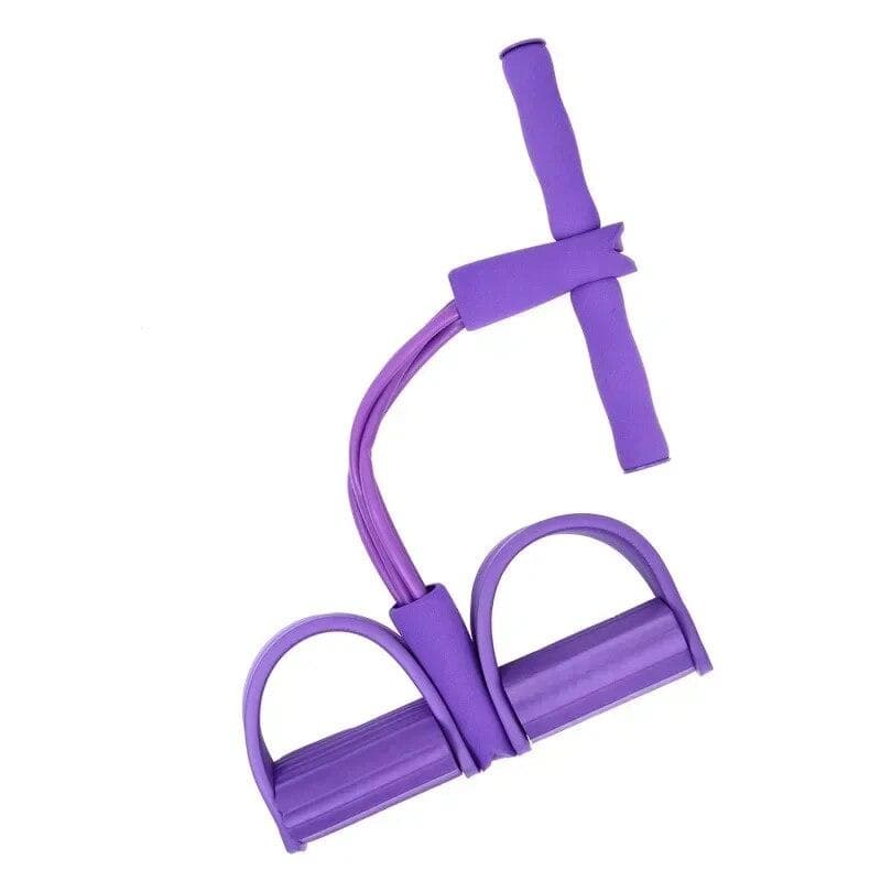 Adjustable Resistance Bands Set, 4-Tube Elastic Fitness Bands for Home Workout – Multifunctional, Portable, Anti-Slip Pedal & Pull Rope purple