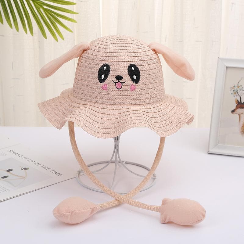 Cute Children's Sun Hat Summer Sunscreen Cap Cotton Yarn Hat Ear Moving Hats Cartoon Fisherman Hat for Kids