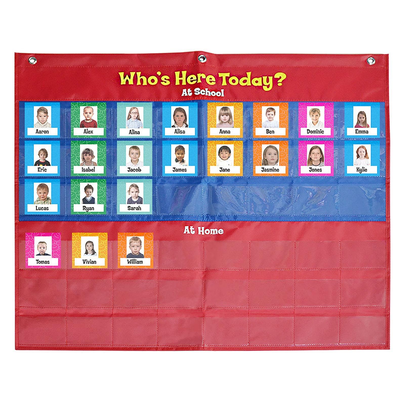 School Classroom Attendance Pocket Chart with 72 Color Cards Teacher Accessories for Classroom multicolour