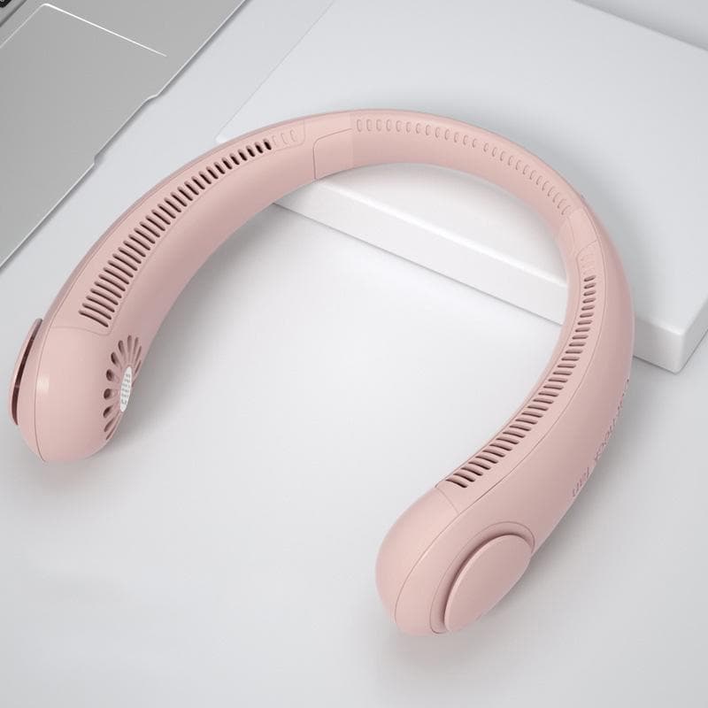 Portable Bladeless Neck Fan Handsfree Mini Fans USB Rechargeable Fans Hanging Neck Fan Wearable Leafless Air Conditioning Cooler pink