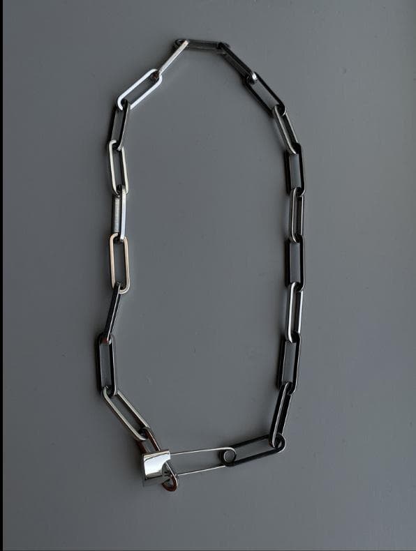 European and American minimalist style necklace retro vintage vintage chain gold buckle necklace pin chain necklace women's style 51cm silver