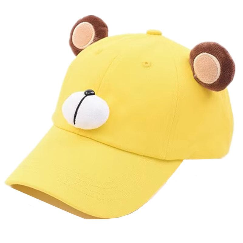 New Children's 3D Design Cartoon Cap Bear Anime Cartoon Hat Cap Boys Girls Hat High Quality Baseball Cap For Kids 50cm-55cm yellow