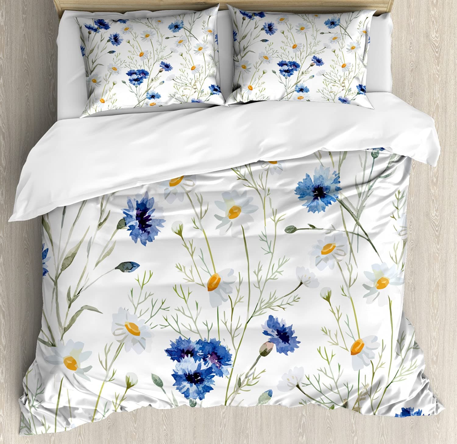 Lavender Duvet Cover Set, Daisies Color Decorative 3 Piece Bedding Set with 2 Pillow Shams, Full Queen King Size, for Kids Girls EU single(135x200cm)