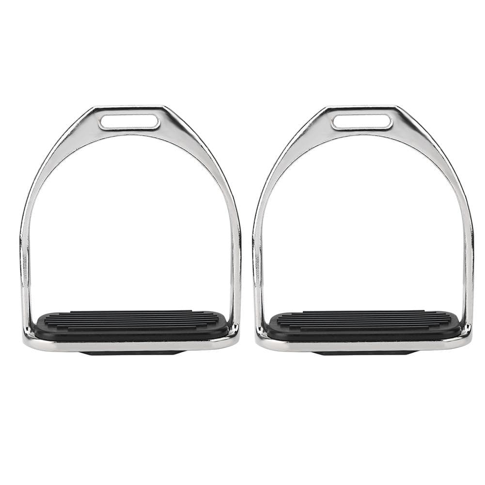 Riding Equestrian Plating Iron Horse Stirrups With Black Rubber Horse Mat