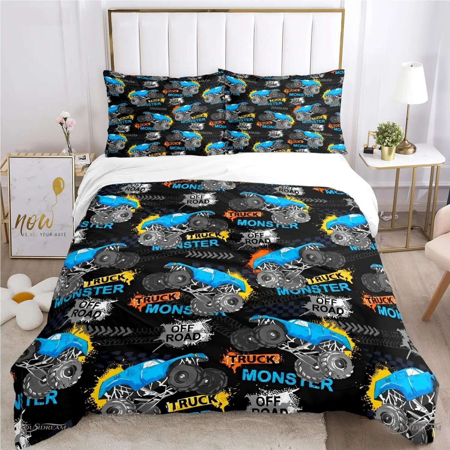 Cartoon Monster Truck All Season Duvet Cover Comforter Bedding sets Soft Quilt Cover and Pillowcases SingleDoubleQueenKing 70x133cm 2pcs