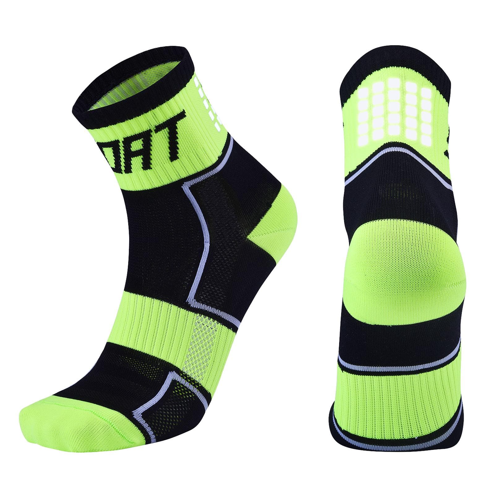 Reflective Cycling Socks High-Visibility Breathable Athletic Socks Bike Riding Running Socks for L green