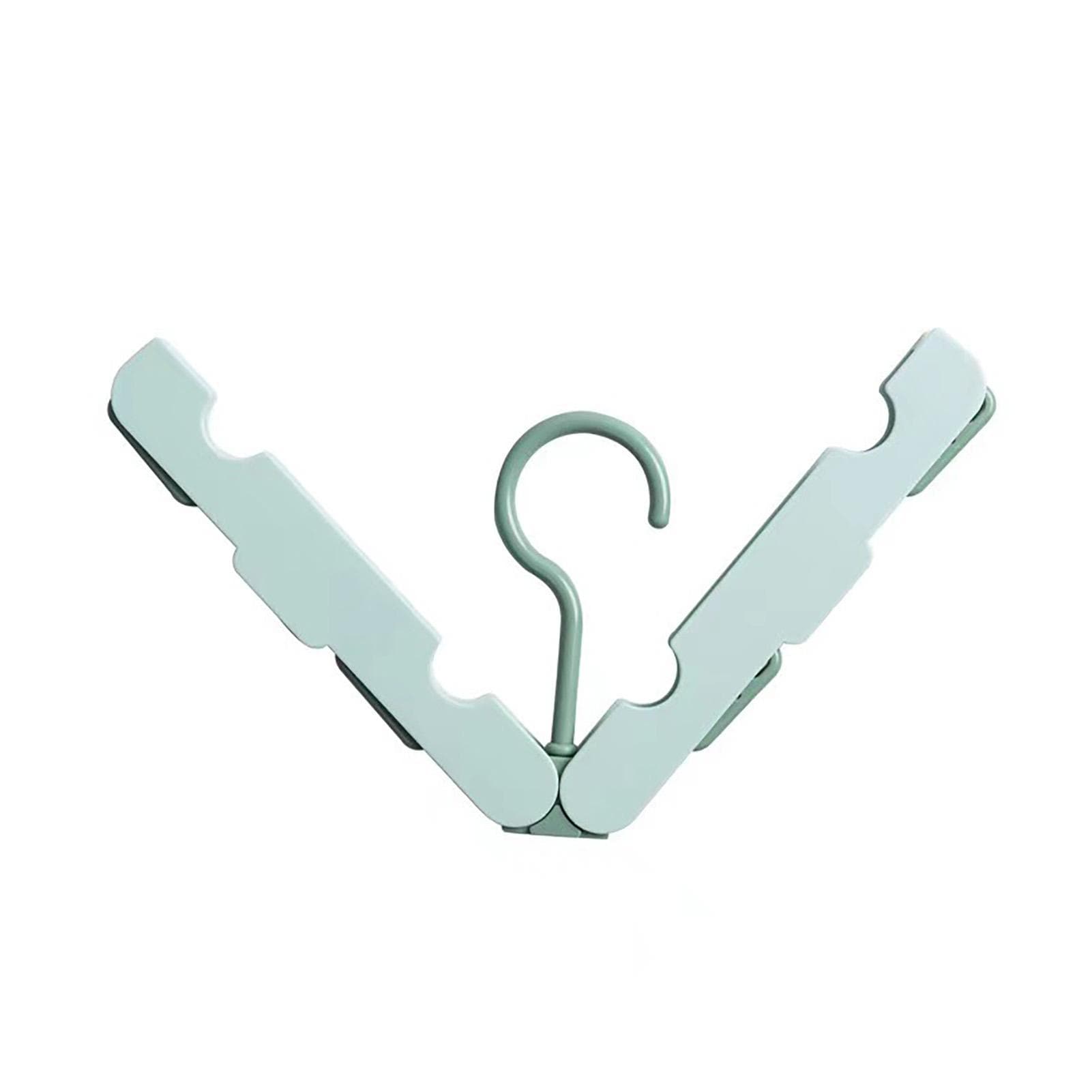 Clothes Hanger Rack Anti Slip Multifunctional Foldable Travel Hanger with Clips for Home Dorm Light light green