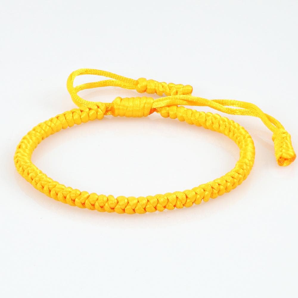 Tibetan Retro Braided Silk Bracelet with Eight-Character Knot for Men and Women yellow