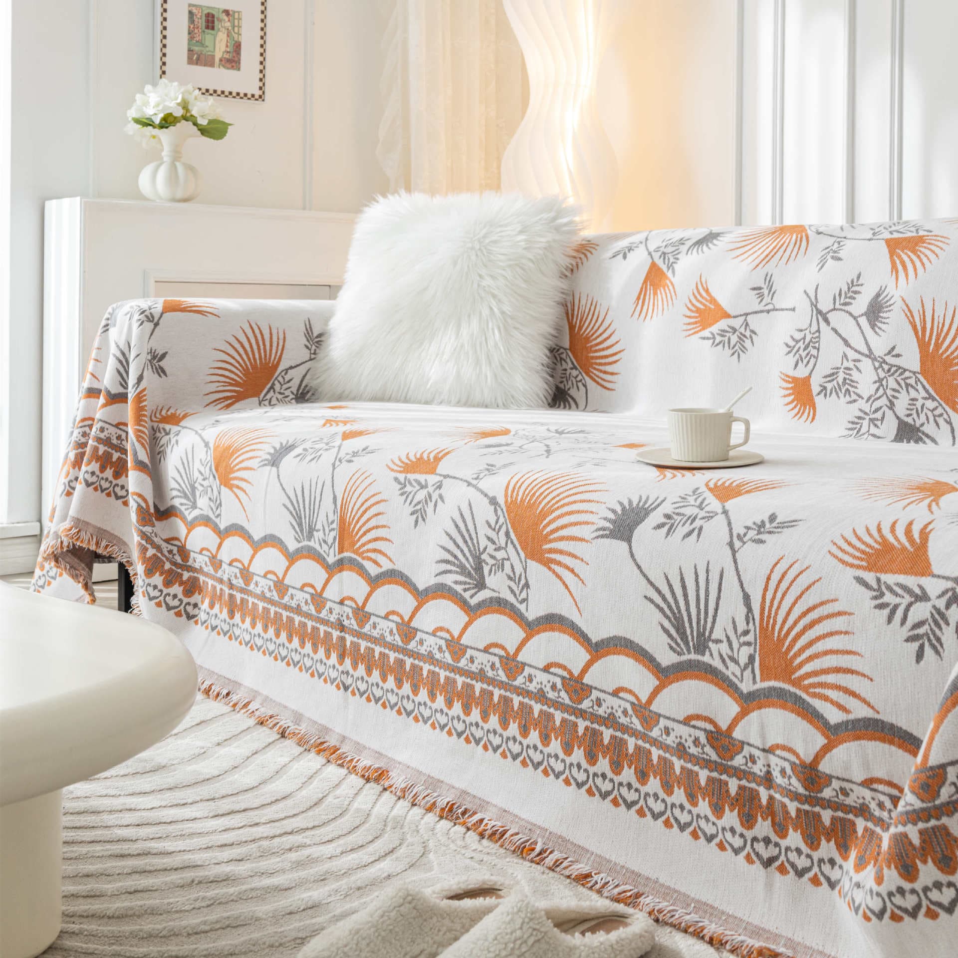 Chenille Sofa Towel Tassel Bohemia Nordic Sofa Cover Living Room Universal Seat Cushion Anti Slip Dust Cover Moisture Absorption 180x130cm1pcs