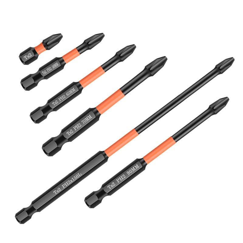 6PCS Magnetic Cross Screwdriver Head 25/50/65/70/90/150mm Anti-Rust Bits 1/4 Inch Hexagon Bit For Electric Screwdriver 6PCS