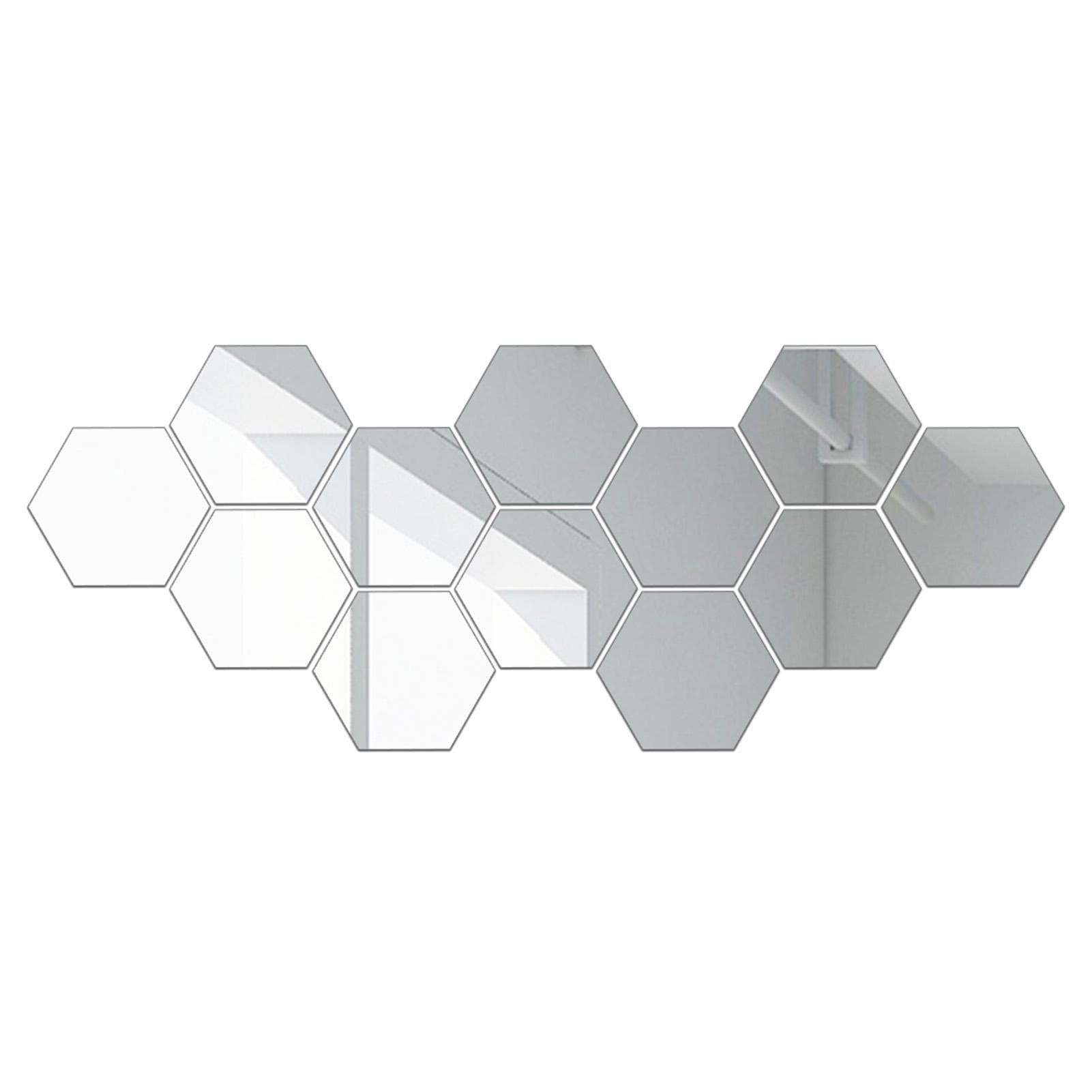 Flexible Reflective Hexagon Mirror Sheets Self-Adhesive Mirror Tiles Non-Glass Mirror Sticker type 2 silver