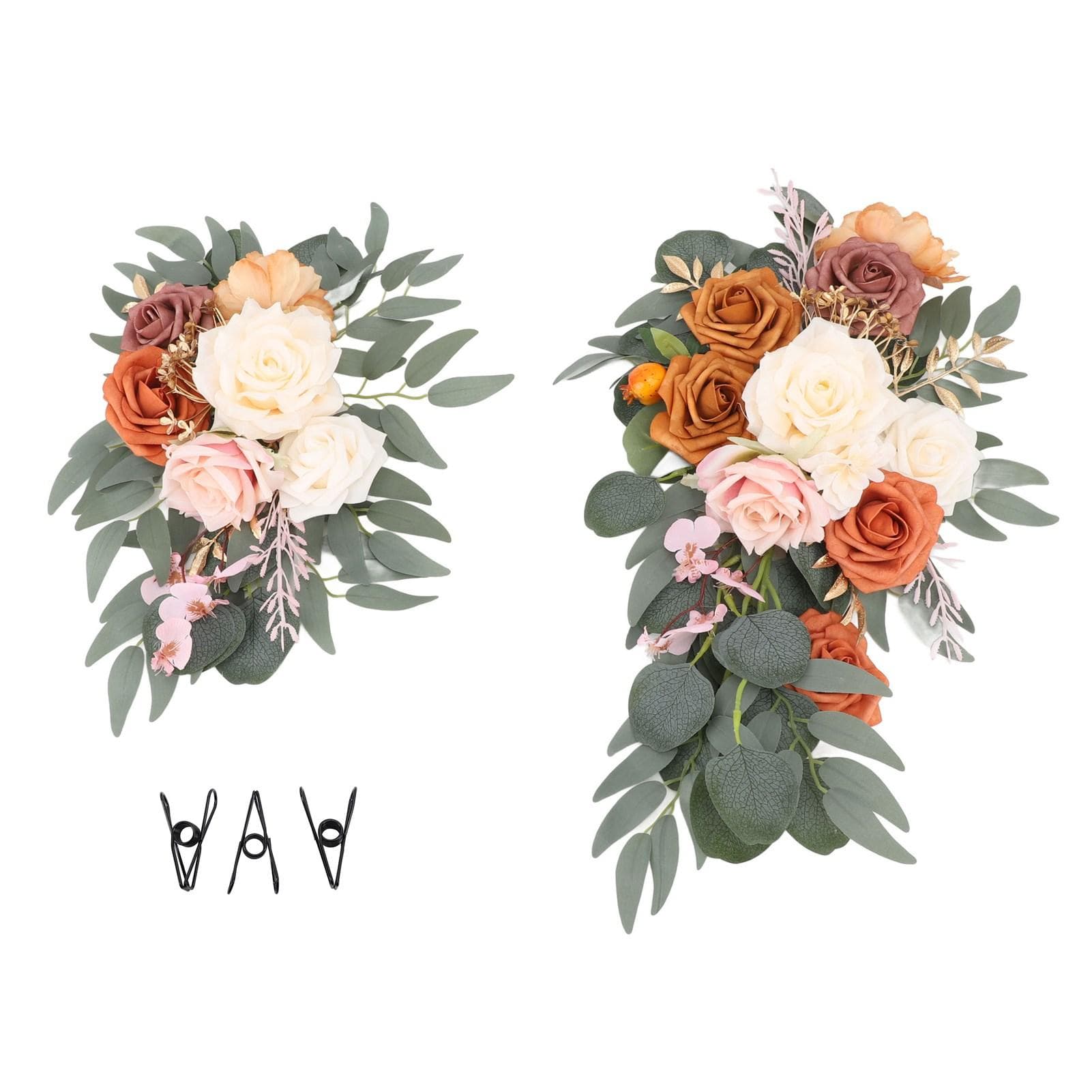 2pcs Artificial Wedding Arch Flowers Lifelike Wedding Welcome Signs Floral Decoration Fadeless