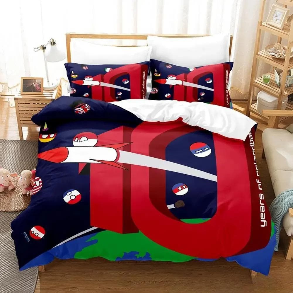 New Countryball Polandballs Bedding Set Single Twin Full Queen King Size Bed Set Adult Kid Bedroom Duvet cover Sets Cartoon AU Single 140x210cm
