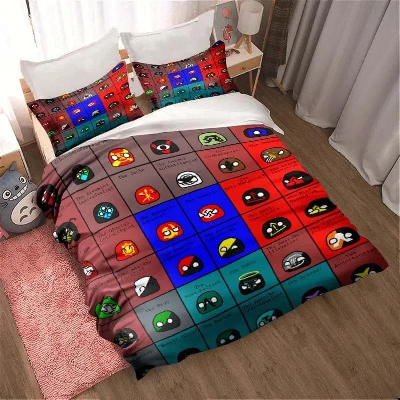 New Countryball Polandballs Bedding Set Bedroom Duvet Cover Set Single Double King Bed Set Adult Children's Bedroom Duvet Cover 70x133cm 2pcs