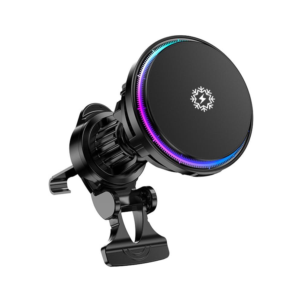 15W Wireless Phone Mount Chargers Ice Cooling Charging Stand Magnetic Phone Holder with Colorful black