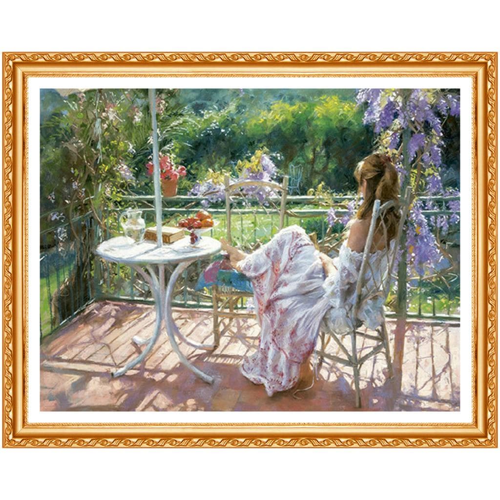 Embroidery DIY Diamond Painting Cross Stitch Kit Garden Girl 5D Needlework Diamond Home Decor 20X30CM