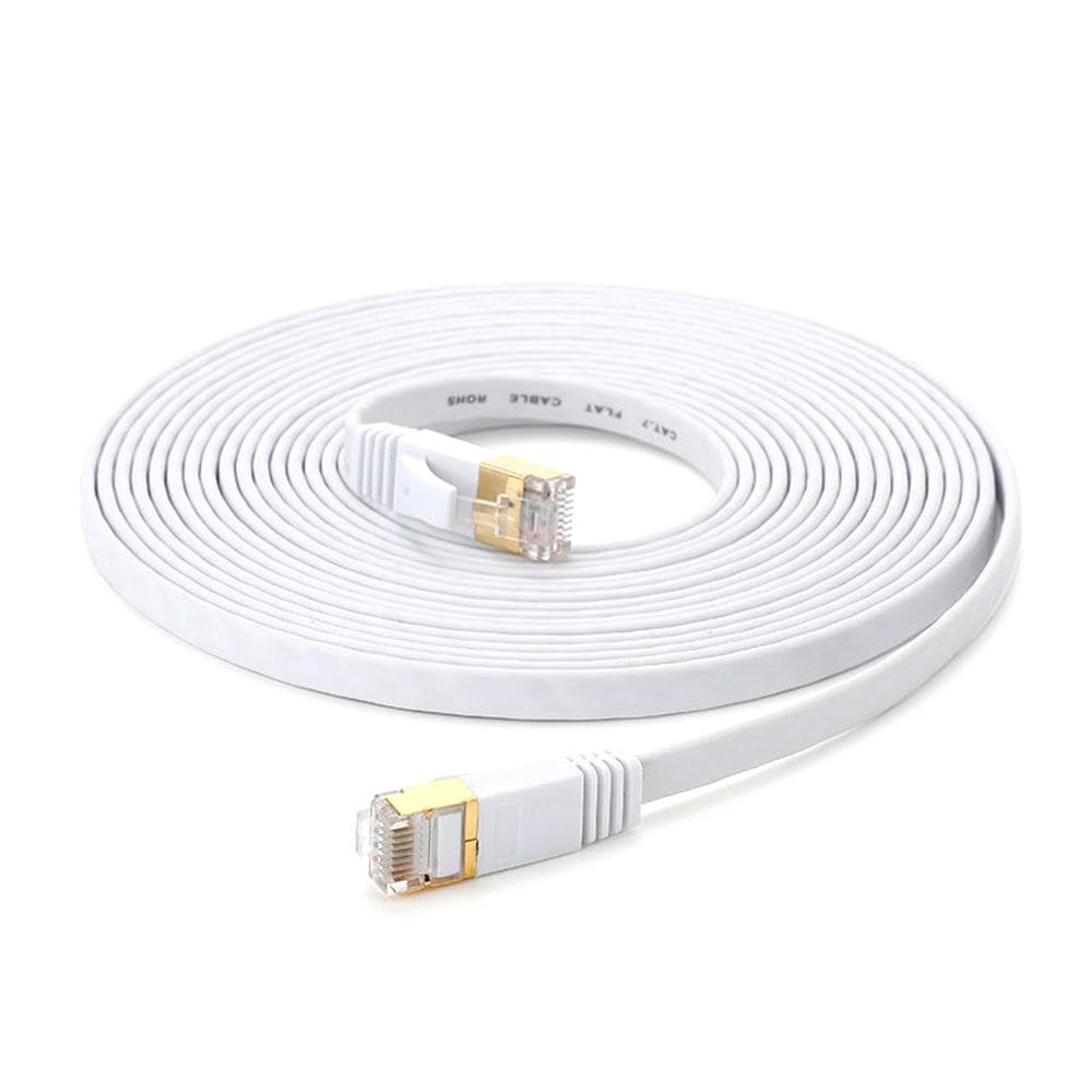 Cat 7 Ethernet Cable 32AWG Oxygen-free Copper 10Gbps High Speed 600Mhz Bandwidth Flat Internet 15m white