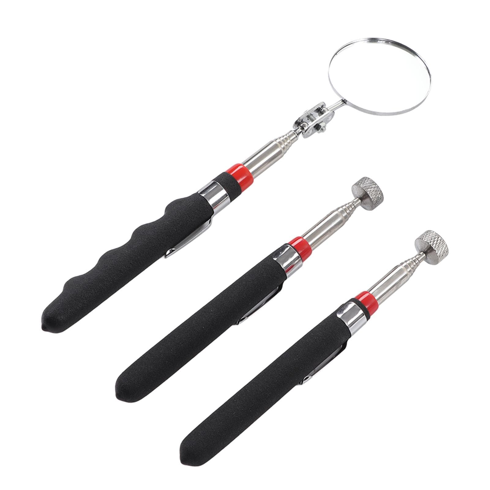 3PCS Magnetic Pick Up Tool Telescopic Mirror Rubber Handle 8lb Magnetic Grabber for Narrow Space