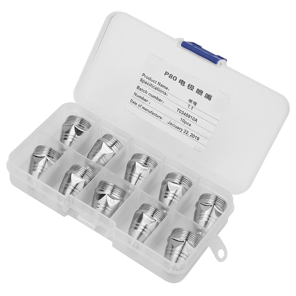 10pcs P80 Plasma Cutting Consumable Cutter Torch Nozzle Tips (1.1mm Nozzle)