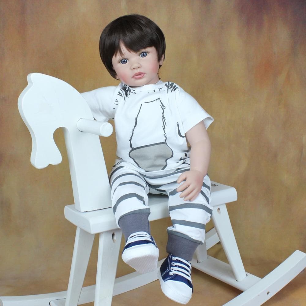 BZDOLL 60 CM Soft Silicone Bebe Reborn Baby Doll Toy For Girl Vinyl Toddler Boy Cloth Body Alive Dress Up Boneca Birthday Gift Blue eyes, 60cm doll blue