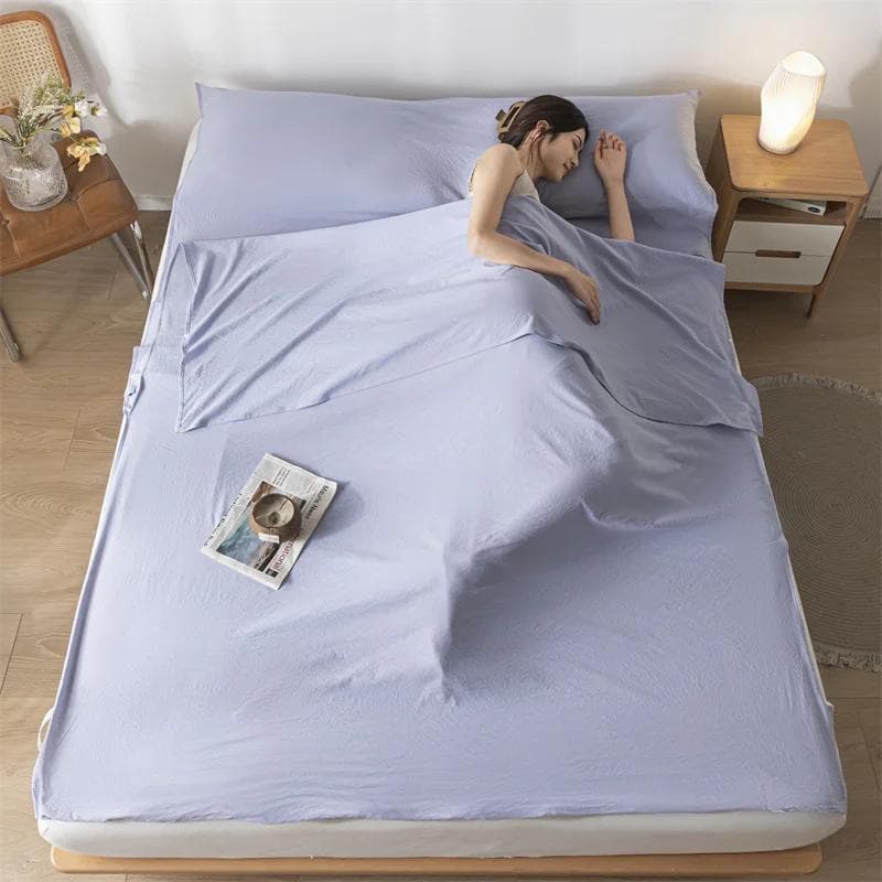 Lightweight Washed Cotton Sleeping Bag Class A Soft Portable Travel Adult Sleeping Bag Travel Hotel Dirty-proof Bed Sheet 160x205cm 1pc
