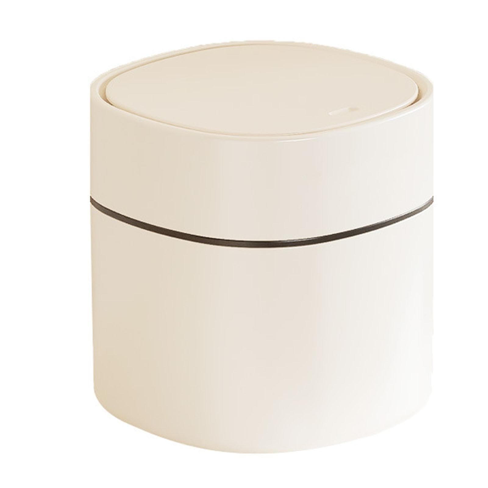 Plastic Mini Wastebasket Plastic Cream White Easy To Clean Simple To Use Mini Countertop Trash Can