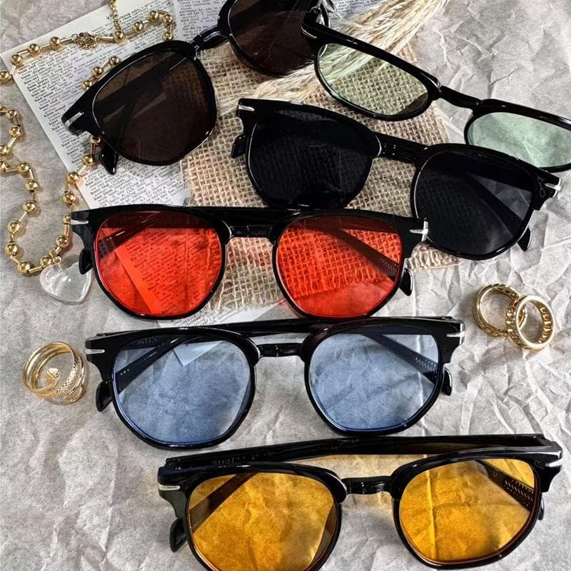 6pcs Brand Sunglasses Set for Women Men Oval Rice Retro Vintage Shades UV400 Protection Fashion Eyewear