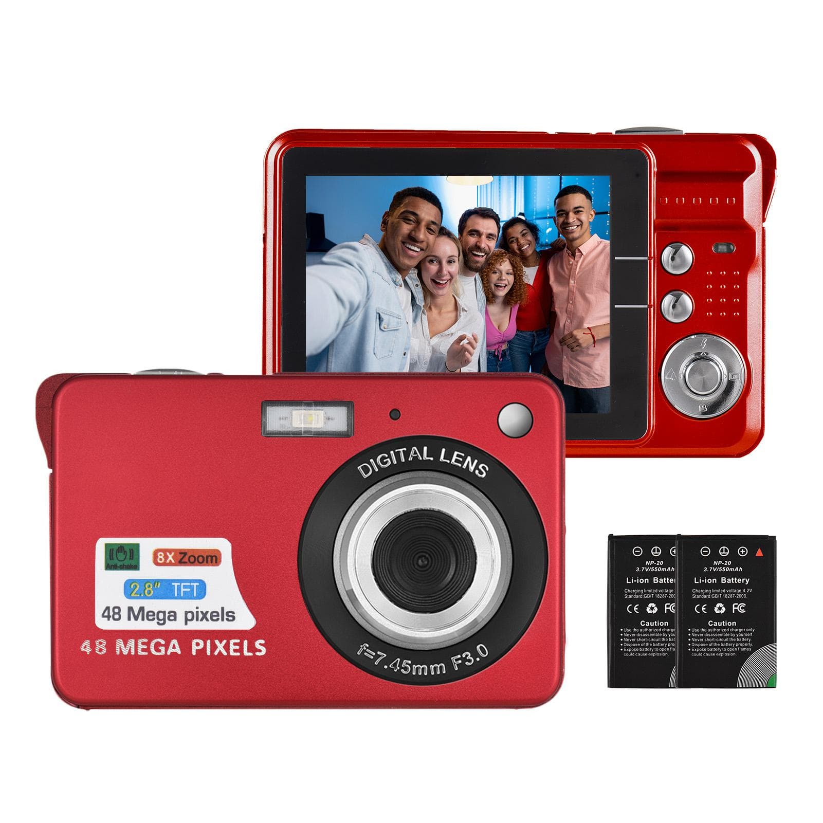 4K Digital Camera Video Camera Camcorder 48MP 2.8 Inch TFT Screen Auto Focus 16X Digital Zoom No TF Card red