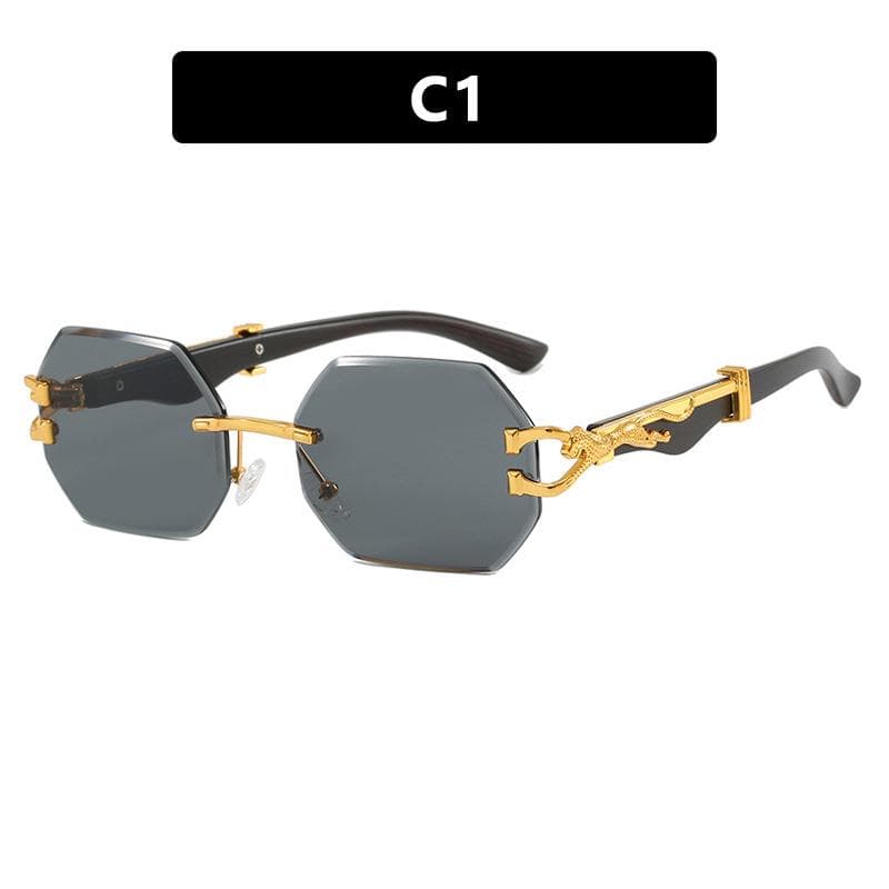 Rimless Square Sunglasses Men Hexagon Retro Frameless Sun Glasses Women Luxury Brand Designer UV400 Shades