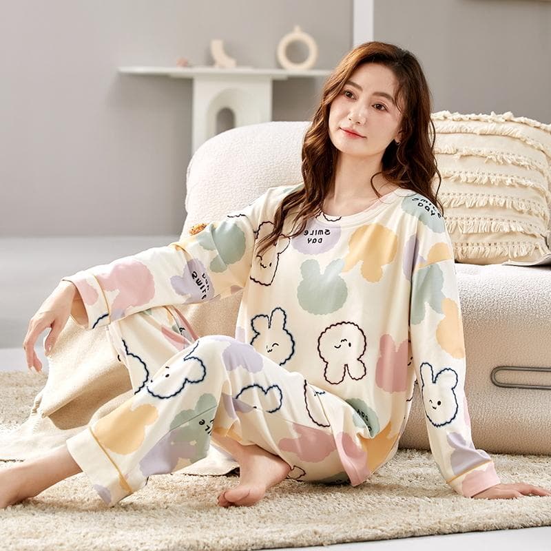 Strawberry Women Pajamas Sets Autumn Winter Long Sleeves Long Pants Cute Sleepwear Kawaii Pyjamas Soft Pijamas Cozy Pjs Girls 2XL
